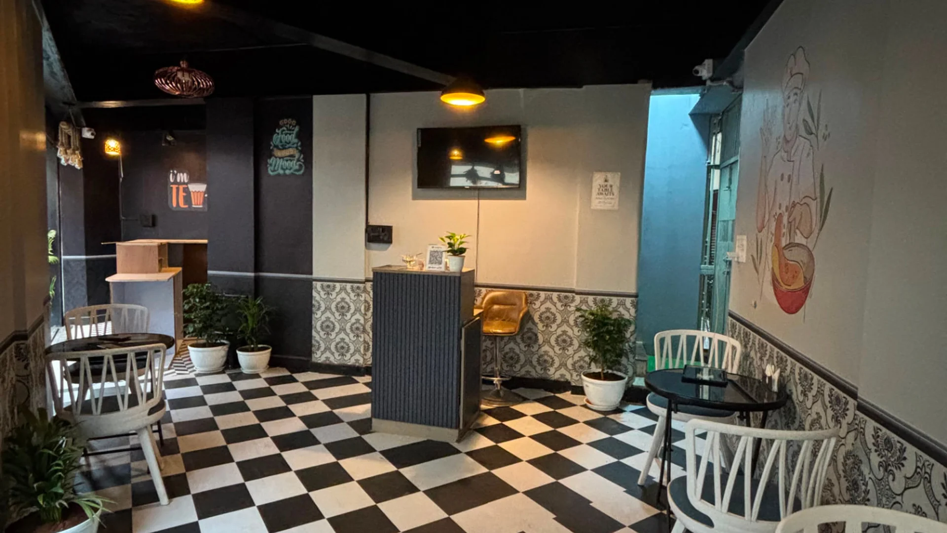 The elegant dining interior of Roti & Rice Fusion in Cubbonpet, Bangalore